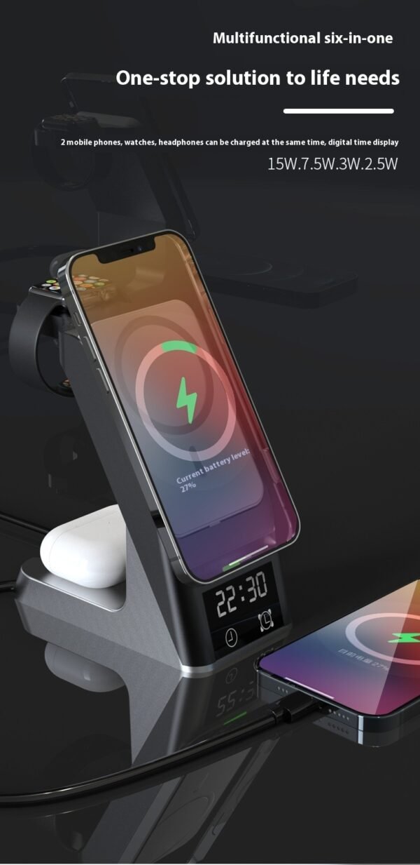 6-in-1 Wireless Fast Charger – Magnetic Charging Station with 15W Fast Charge & Type-C Port - Image 10