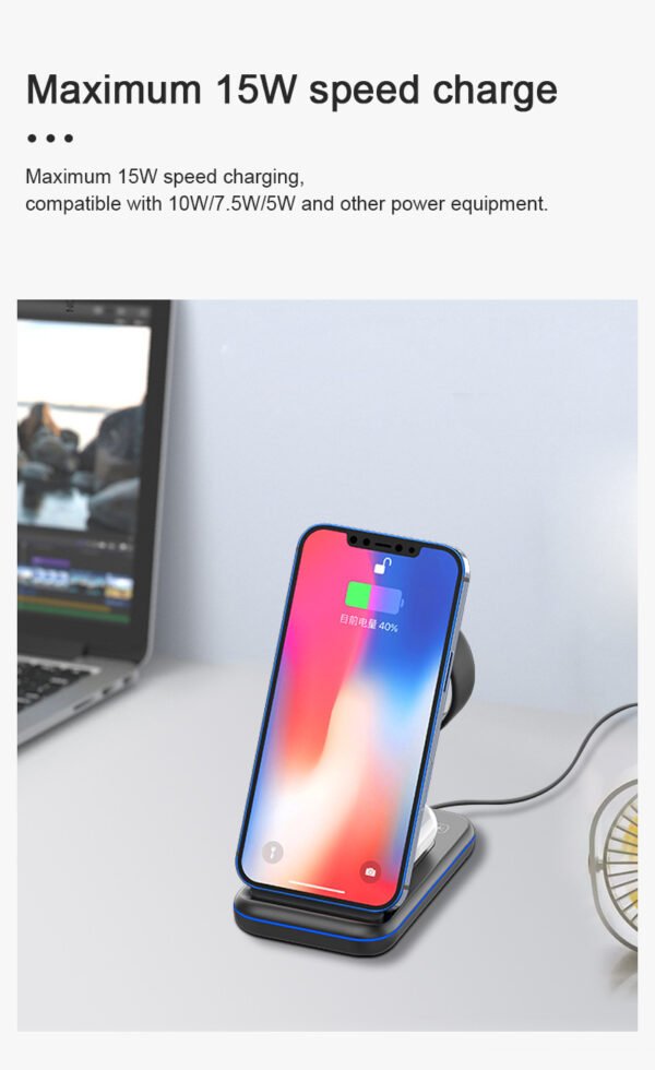 3-in-1 Foldable Wireless Charging Stand – Fast Charge with Type-C Port - Image 3
