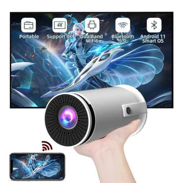 HY300 Smart Android Projector | Full HD Home Theater with Barrel Design & Projection Screen - Image 2