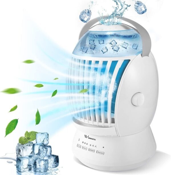 Fog Fan Air Cooler – Desktop USB Mini Air Conditioner with 3 Speeds & Humidifier Spray Function
