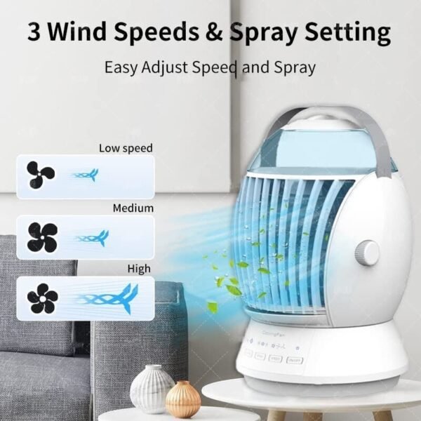 Fog Fan Air Cooler – Desktop USB Mini Air Conditioner with 3 Speeds & Humidifier Spray Function - Image 2