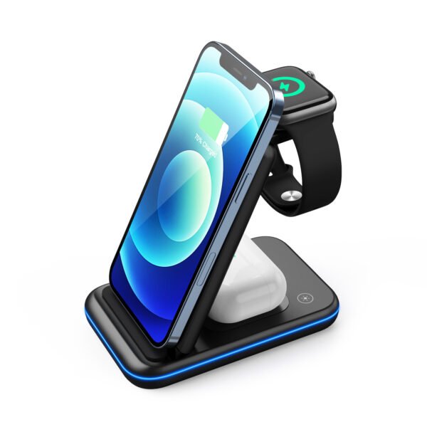 3-in-1 Foldable Wireless Charging Stand – Fast Charge with Type-C Port